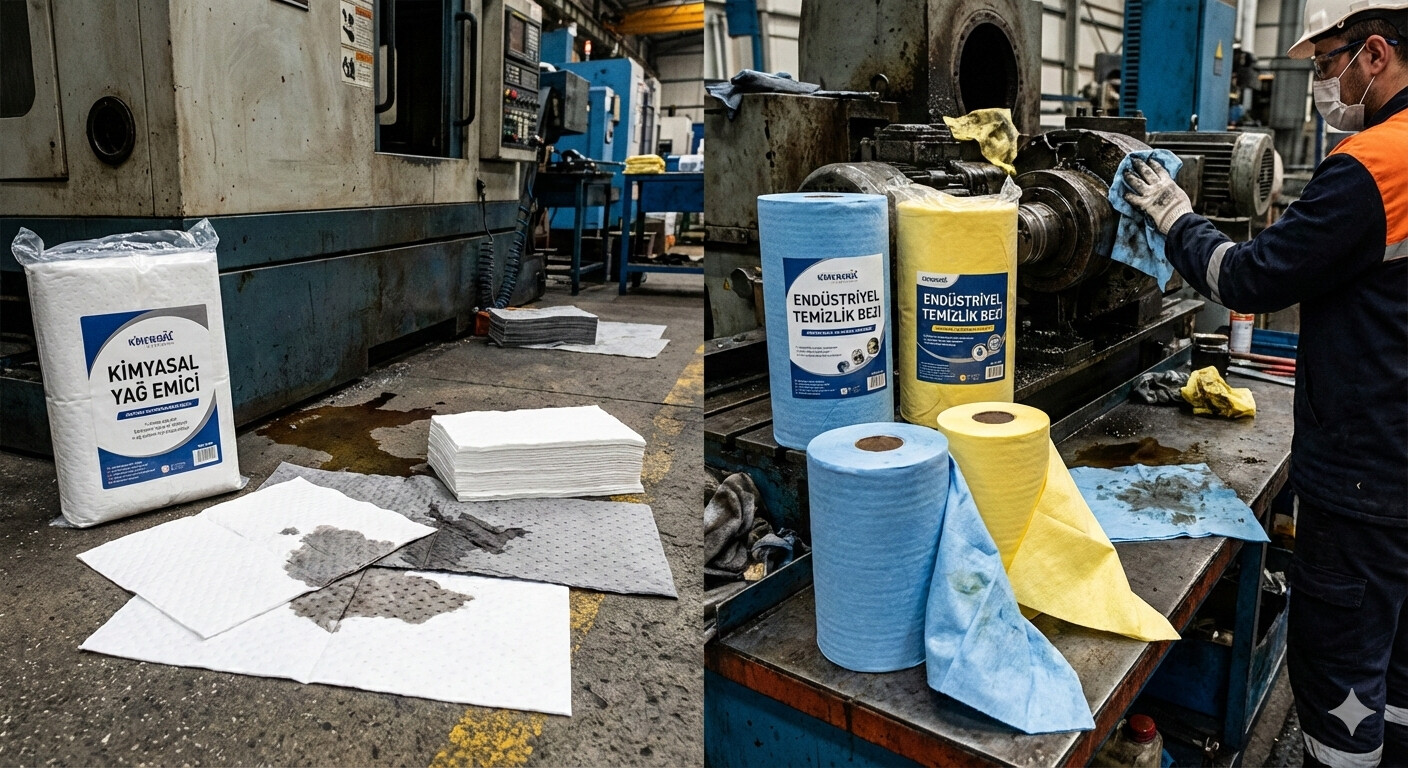 Kimyasal Yağ Emici ve Endüstriyel Temizlik Bezleri